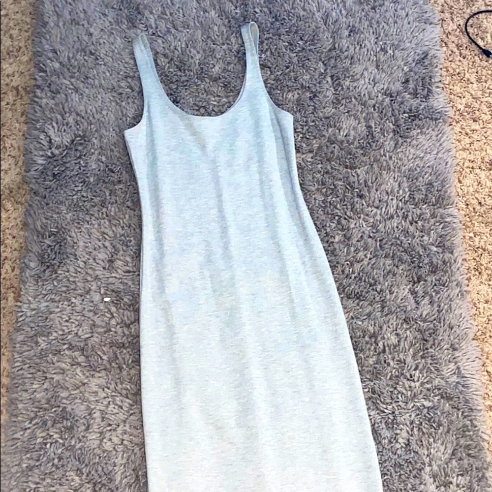 Tight mid length grey dress!